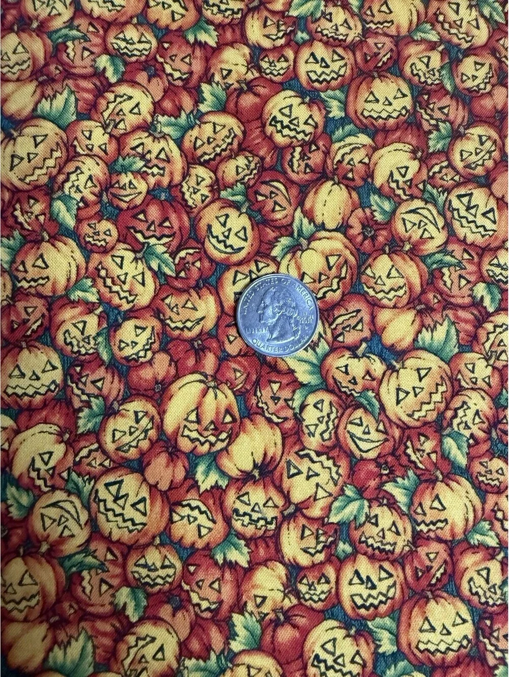 Pumpkin Ville By RJR Fabrics Halloween Pumpkin Pre Washed Cotton Fabric 1.5 Yd
